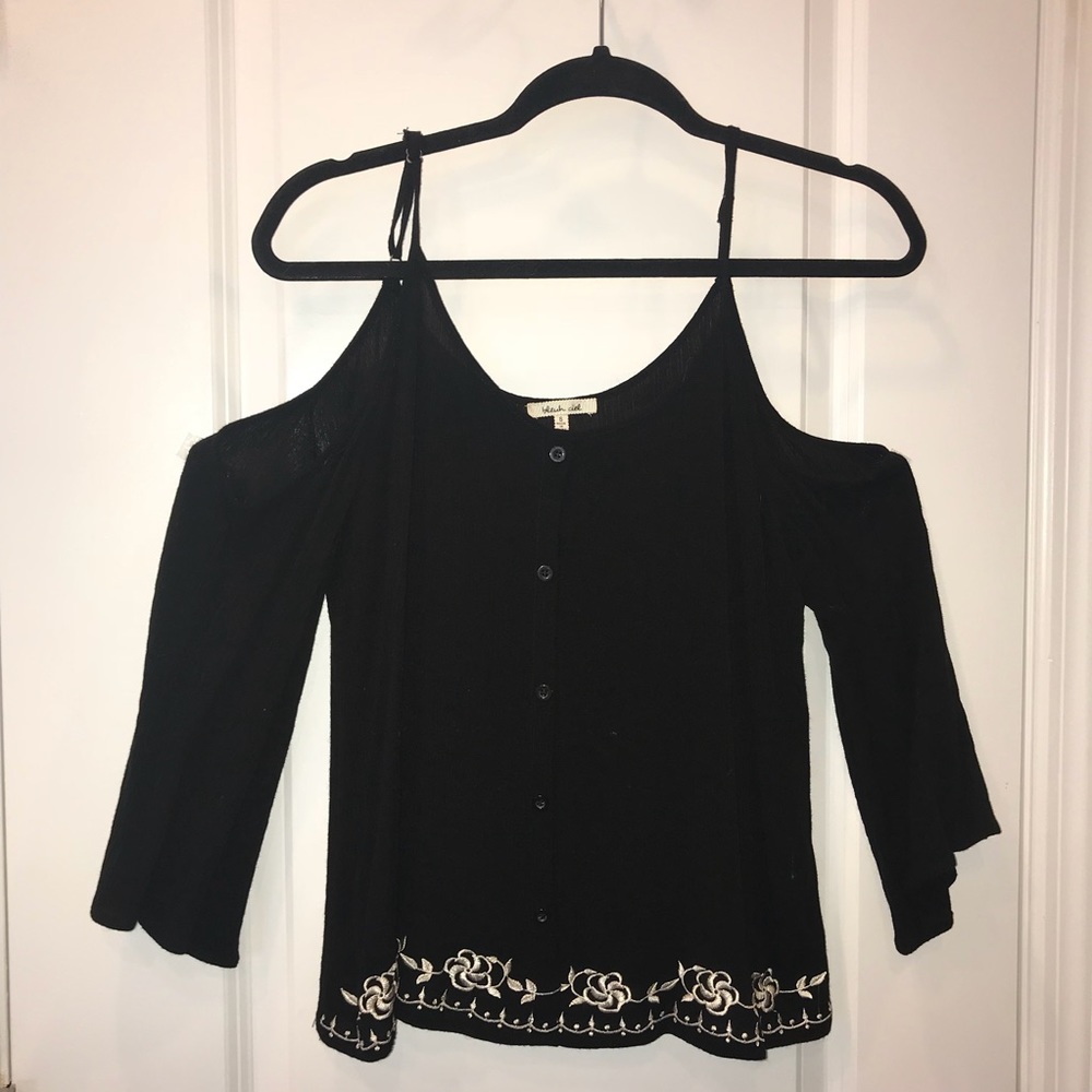 Black open shoulder blouse
